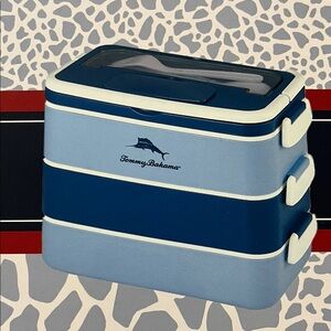 Tommy Bahama Navy and Light Blue Bento Lunch Box